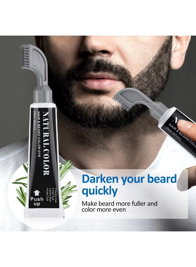 MOKERU Black Beard Dye Cream With Comb ,Natural Black Beard Dye Shampoo ,Pure Plant-Based Instant Hair Dye Black Beard Shampoo for Men 80ML - Image 3